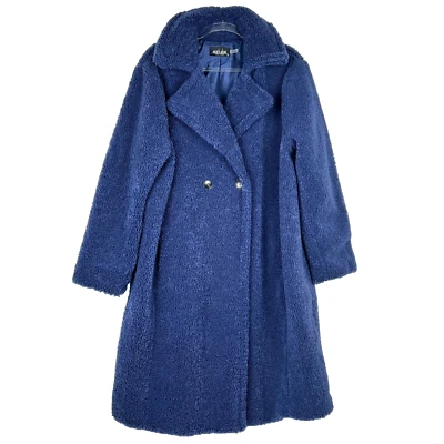 Mark Alan Women's Teddy Bear Blue Fleece Coat Lined Pockets Buttons Size 2XL - Image 1 of 4