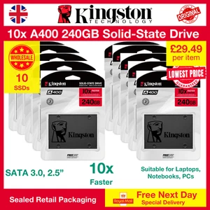 10x Kingston A400 240GB 2.5" SSDs, SATA III, Wholesale, FREE NEXT DAY DELIVERY - Picture 1 of 4