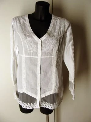 Weiße Spitzenbluse von BC Größe 40 aus 100% Baumwolle NEU  - Bild 1 von 4