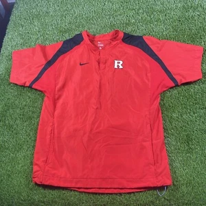 Rutgers University Pullover Windbreaker Shirt Nike Men’s Medium Red Short Sleeve - Picture 1 of 17