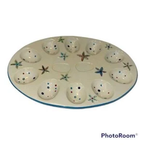 Deviled Egg Tray Plate Platter Cindy Shamp MWW Market Flowers Dots 11" Rare HTF - Picture 1 of 6