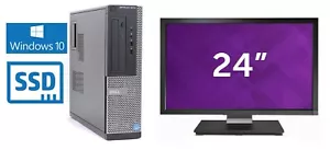 Dell Desktop Computer 16GB 512GB SSD Wi-Fi Core i5 Windows 10 PC 24" LCD - Picture 1 of 12