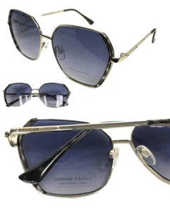 NWT Womens Sunglasses Lucky Brand SLBD125 Blue Horn-Silver/Gray $80.00 - Picture 1 of 8