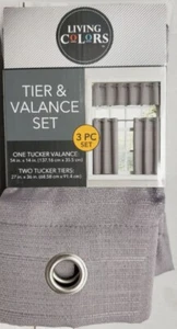 3 Stk. Vorhänge Set: 2 Ebenen (27"x24") & Volant (54"x14") TUCKER, SILBERGRAUE FARBE, LC - Bild 1 von 10