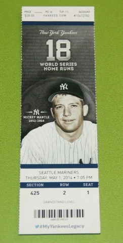 New York Yankees Ticket Stub | May 1 2014 | Derek Jeter Ichiro Hit Cover