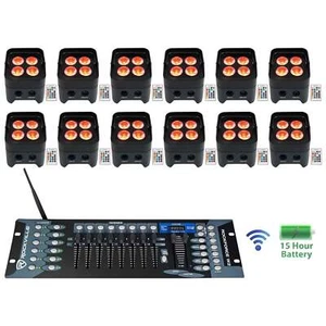 (12) Rockville BEST PAR 50 Battery Wash Lights Wireless DMX+Controller+RGBWA+UV - Picture 1 of 12