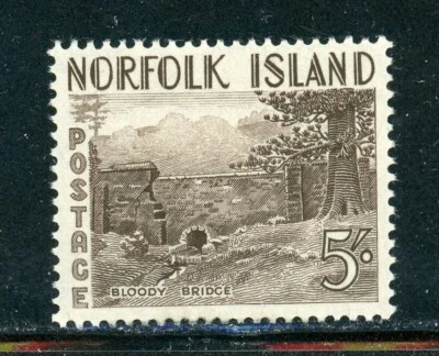 NORFOLK ISLAND 18 SG18 MNH 1953 5sh Definitive Bloody Bridge CV$48 - Image 1 of 2