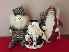 3 Christmas Santa Figurines Christmas Crafts Supplies Christmas Wreath Folk Art