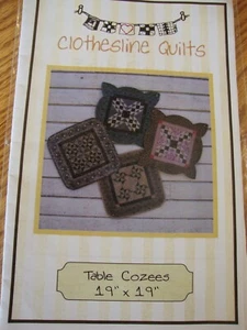 TABLE COZEES 19 X 19 Sew Quilt PATTERN Clothesline Quilts Design - Picture 1 of 1