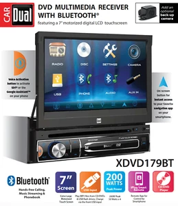 Dual XDVD179BT 7" Touchscreen Single DIN Bluetooth Car Stereo Receiver, Black - Picture 1 of 13