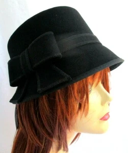 SCALLA LISTO..NEGRO.. LANA.. RETRO RUGIDO AÑOS 20.. SOMBRERO..ITALIA.. ETIQUETAS NUEVAS - Imagen 1 de 6