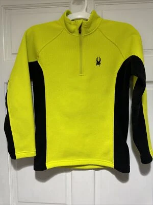 Spyder Boys Size L Neon Yellow Cable Knit Jacket Half Zip Pullover - Image 1 of 2