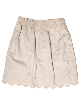 Gonna donna J Crew kaki marrone misto lino bordo smerlato preppy taglia 2 usata in ottime condizioni - Foto 1 di 7