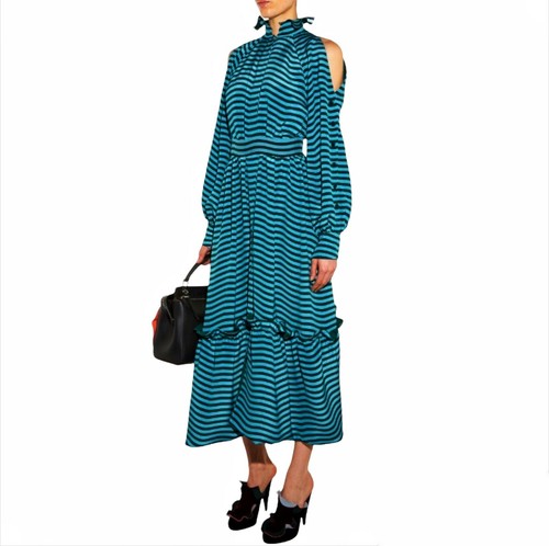 Abito FENDI in seta midi spalle fredde taglia: S US4 IT40 $3250