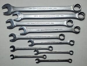 Vintage WILLIAMS SUPERRENCH Combination Wrench Set of 10.  12 Point 5/16-7/8 USA