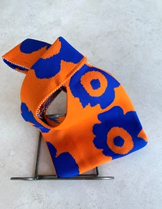 Tote Bag Heavy Knit AdorableBlue & Orange floral print roomy NEW - Picture 1 of 4