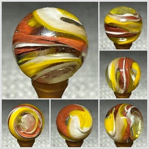 Contemporary Handmade Lemonade Oxblood Swirl Boulder Marble  .90” Mint READ - Picture 1 of 7