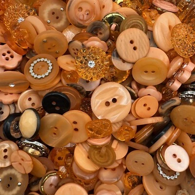 Mixed Lot Peach/Lt Orange Premium Buttons All Sizes For Embellishments - Image 1 of 2