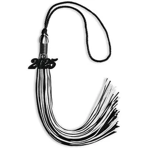 Endea Graduation Black/White Mixed Color Tassel With Black Date Drop - Picture 1 of 21