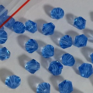 48pcs 6mm Light Blue Glass Crystal Bicone Beads AUS Free Postage - Picture 1 of 5
