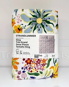 Ikea STRANDLUMMER King Duvet Cover w/2 Pillowcases Set Multicolor Floral - NEW - Picture 1 of 7