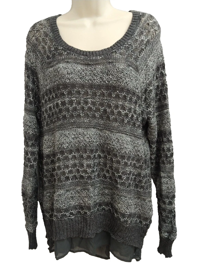 Maurices Mujer Manga Larga Cuello Redondo Pullover Suéter Sudadera Negro Gris XL Foto 1 de 4