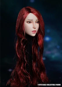 1/6 Female long Red Curly Hair Head Sculpt for 12" PHICEN Pale Figure Body Toy - Picture 1 of 4