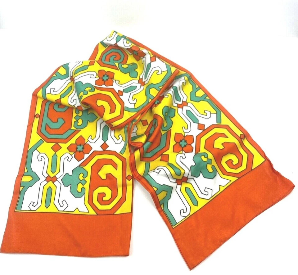 Bufanda Naranja Verde Amarillo Marca "Yo" Larga Moda Italiana Bufanda De Colección Años 70 Foto 1 de 4