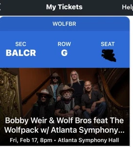 Bob Weir & Wolf Brothers Atlanta Symphony Orchestra Atlanta 2/17/2023 - Picture 1 of 1