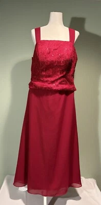 Women’s Deep red  Wide Strapped Mid Length Formal Gown Size 16 - Image 1 of 4