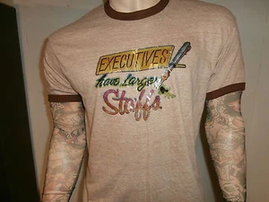 vtg 70's EXECUTIVES HAVE LARGER STAFFS T SHIRT Iron On ROACH Art Heat Transfer L - Picture 1 of 4