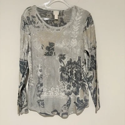 Легкий блестящий свитер Chico с цветочным узором серый размер 1 - Изображение 1 из 4