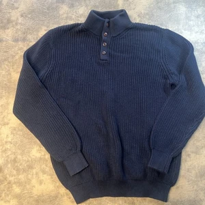 Lands End Pullover Herren XL TALL dunkelblau Baumwolle Fatigue gerippt - Bild 1 von 7