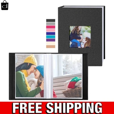 Álbum de fotos 4X6 100 bolsos 2 pacotes, mini capacidade pequena álbum de fotos de linho a granel - Imagem 1 de 4