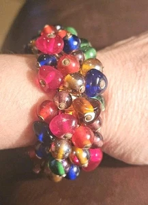 ¡¡Enorme Brazalete Cha Cha Vintage Alta Gama Todo Vidrio Gripoix Colorido!! ¡¡COMO NUEVO!! B5 - Imagen 1 de 2