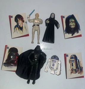 '93 Star Wars Bend-Ems 4 Piece Set Darth Vader Luke SkyWalker R2D2 Emperor Cards - Picture 1 of 4
