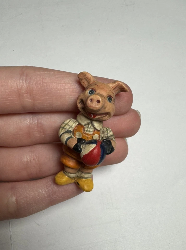 Salamander Poliwoggs微型猪带玩具球雕像娃娃屋复古 — 第 1/4 张图片