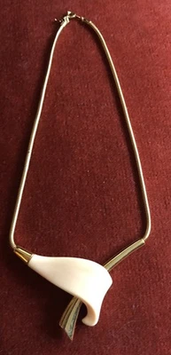 1960s Crown TRIFARI Chain Necklace w/Lucite Modernist PENDANT - Image 1 of 4