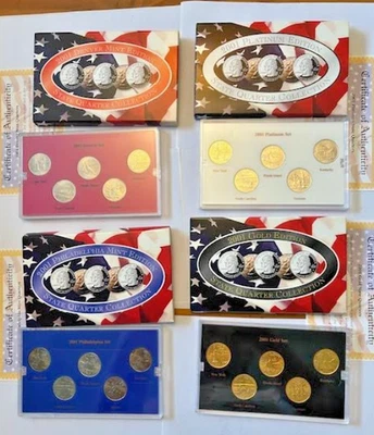 Lot of 4 State Quarter Collection sets 2001 Gold Platinum Denver and P Mints - Image 1 of 4