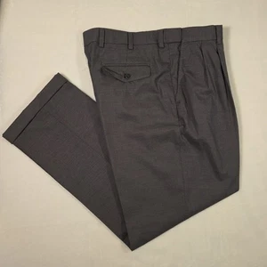 Eddie Bauer Gray Twill Comfort Waist Pleated Cuffed Stretch Cotton 38x32 EUC - Picture 1 of 10