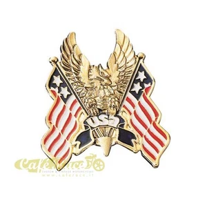 Emblema adesivo moto in metallo aquila e bandiera americana 6x6cm serbatoio moto - Picture 1 of 1