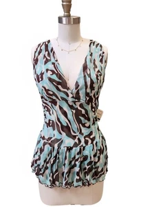 Diane Furstenberg 100% Silk Double V-Neck Tank Top Size Lg NWT - Picture 1 of 8