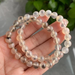 8mm 2pcs Natural Black Sugar Heart Agate Quartz Crystal Bracelet - Picture 1 of 7
