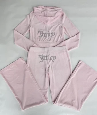 JUICY COUTURE Talla L Terciopelo Bling Chándal Sudadera con Capucha y Pantalón Suave Rosa Brillante Nuevo con Etiquetas Foto 1 de 4
