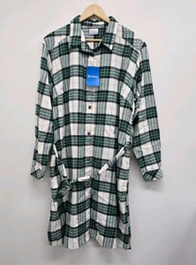 NWT Columbia Holly Hideaway Flannel Shirt Dress Size XL Button Front Green Plaid - Picture 1 of 8