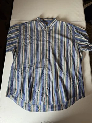LL Bean Mens Shirt Regular Fit Button Up Short Sleeve Blue Design Size XL - Image 1 of 4