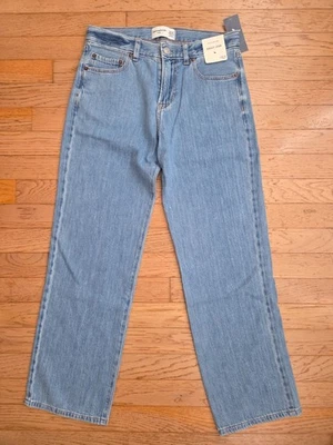 Jeans Abercrombie Niños Niñas 13/14 R Azul Denim Lavado Claro Tiro Alto Pierna Ancha Foto 1 de 4