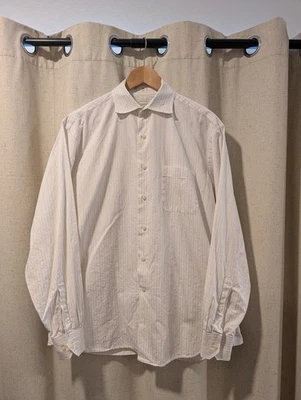 Tommy Bahama Men's Striped White Button Up Shirt Size 16 34/35 Front Pocket  - Image 1 of 4