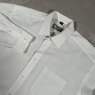 Camisa de Vestir De Colección Giorgio Armani Hombres 18 Bolsillo Blanco Bordado Hecha en Italia Foto 1 de 4