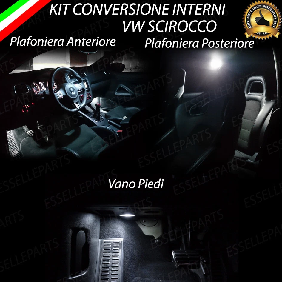 KIT LED INTERNI VW SCIROCCO PLAFONIERA ANTERIORE+POST+LUCI DI CORTESIA NO ERRORE - Immagine 1 di 1
